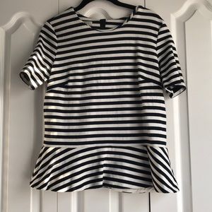 Hobbs London Navy Striped Peplum Top
